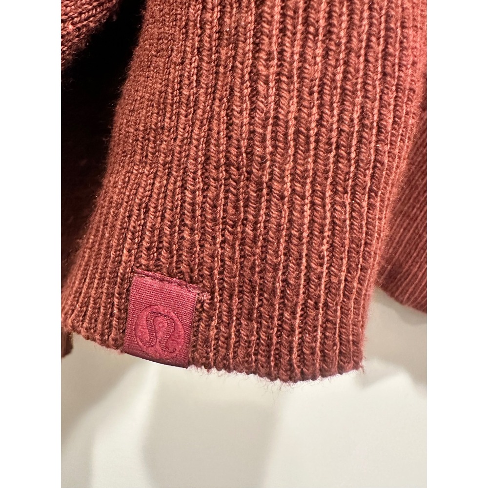 Lululemon Alpine Air Mock Neck Sweater Red Brown Merino Wool Blend Size 6 - Picture 5 of 6